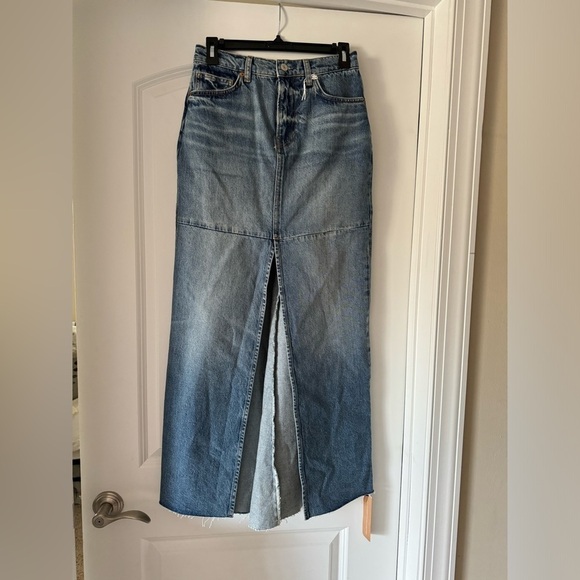 Reformation Tazz Contrast-Stitched Denim Maxi Skirt - Picture 5 of 6